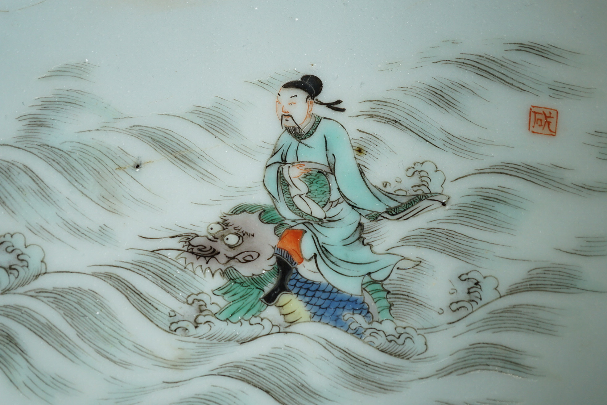 A Chinese famille verte dish, Xuande mark but later